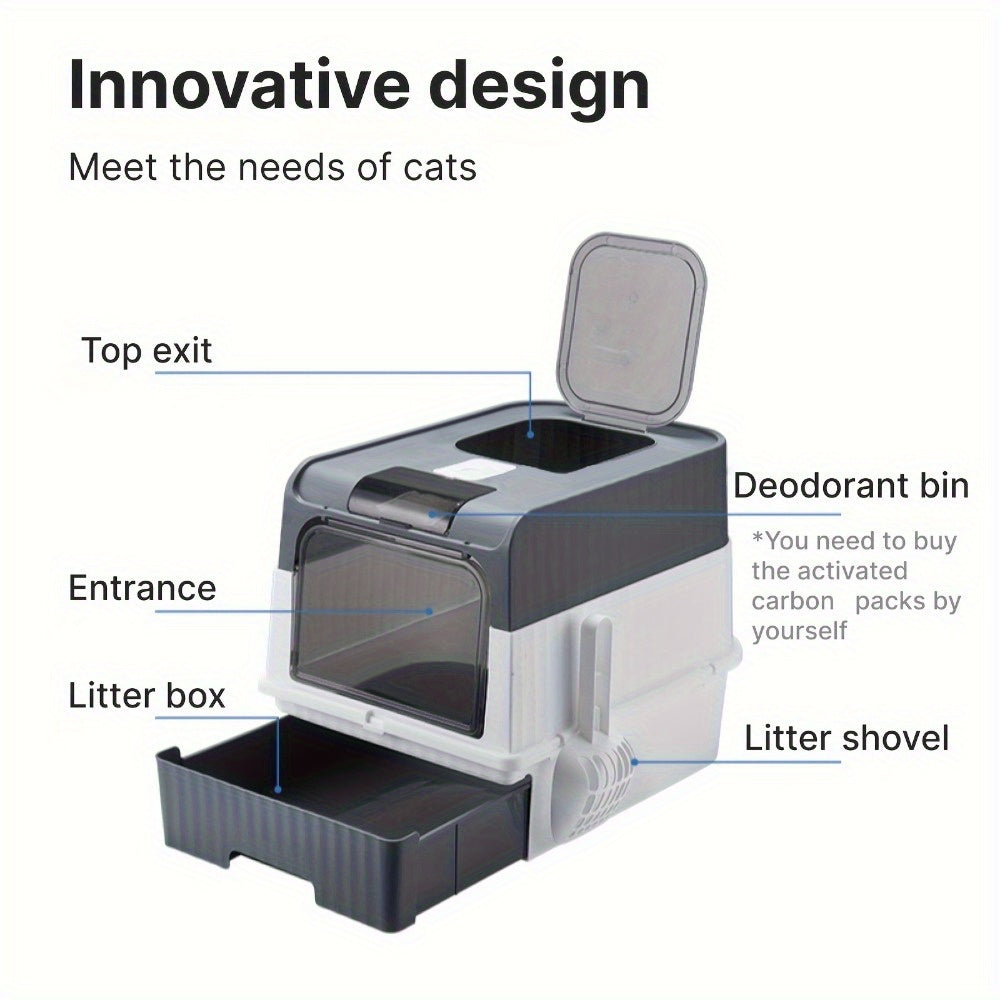 Extra Large Cat Litter Box Dual Entry Enclosed Easy Clean Plastic