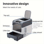 Extra Large Dual Entry Cat Litter Box Enclosed Easy Clean Design