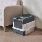 Extra Large Cat Litter Box Dual Entry Enclosed Easy Clean Plastic
