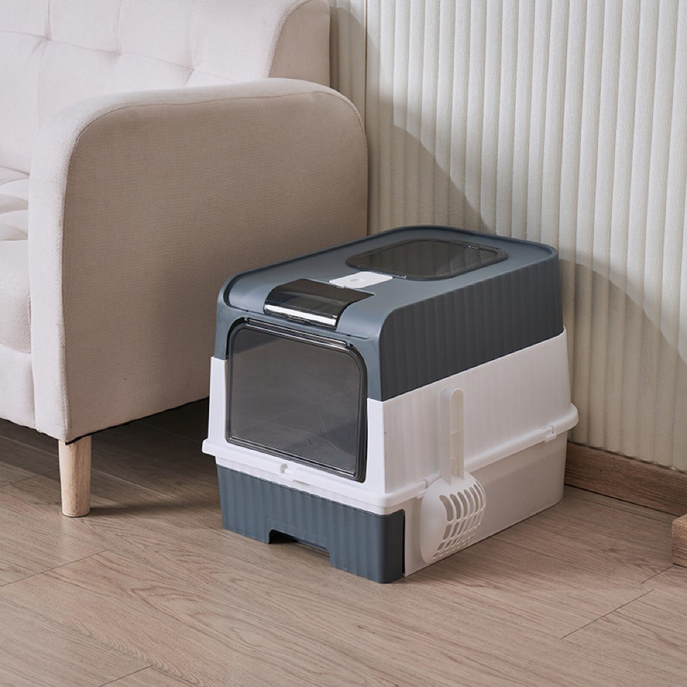 Extra Large Cat Litter Box Dual Entry Enclosed Easy Clean Plastic