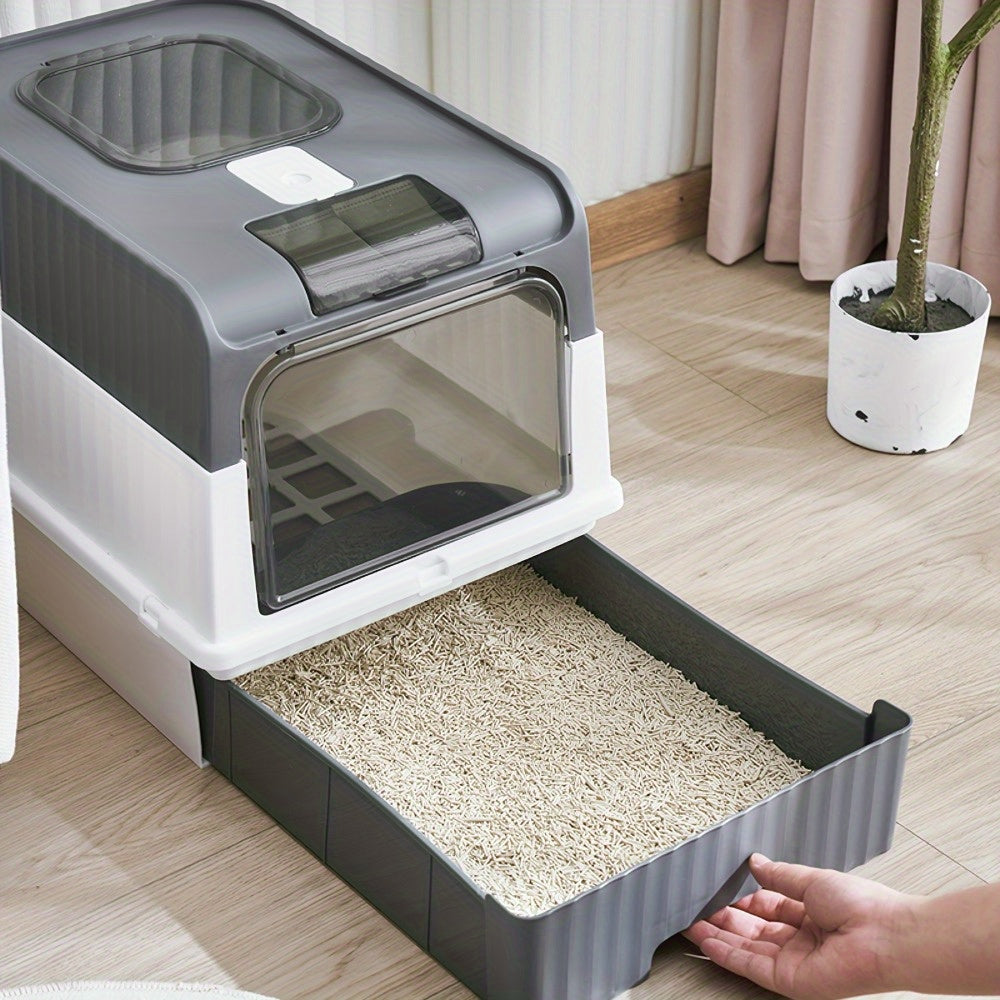 Extra Large Cat Litter Box Dual Entry Enclosed Easy Clean Plastic