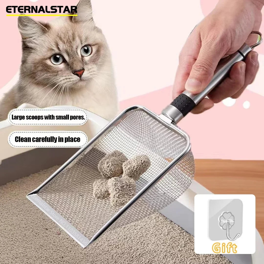 Ergonomic Stainless Steel Cat Litter Scoop Durable Odor-Proof Cleaner