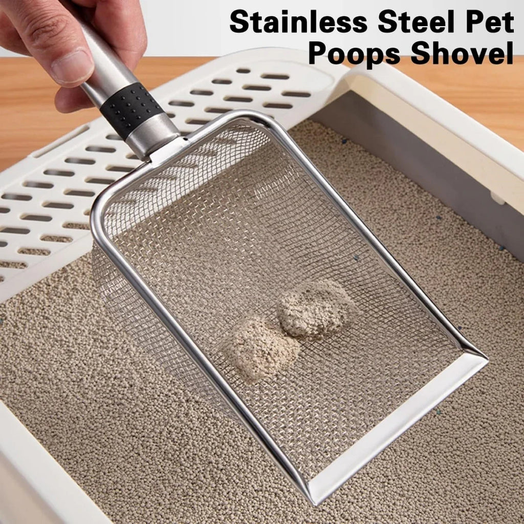 Ergonomic Stainless Steel Cat Litter Scoop Durable Odor-Proof Cleaner