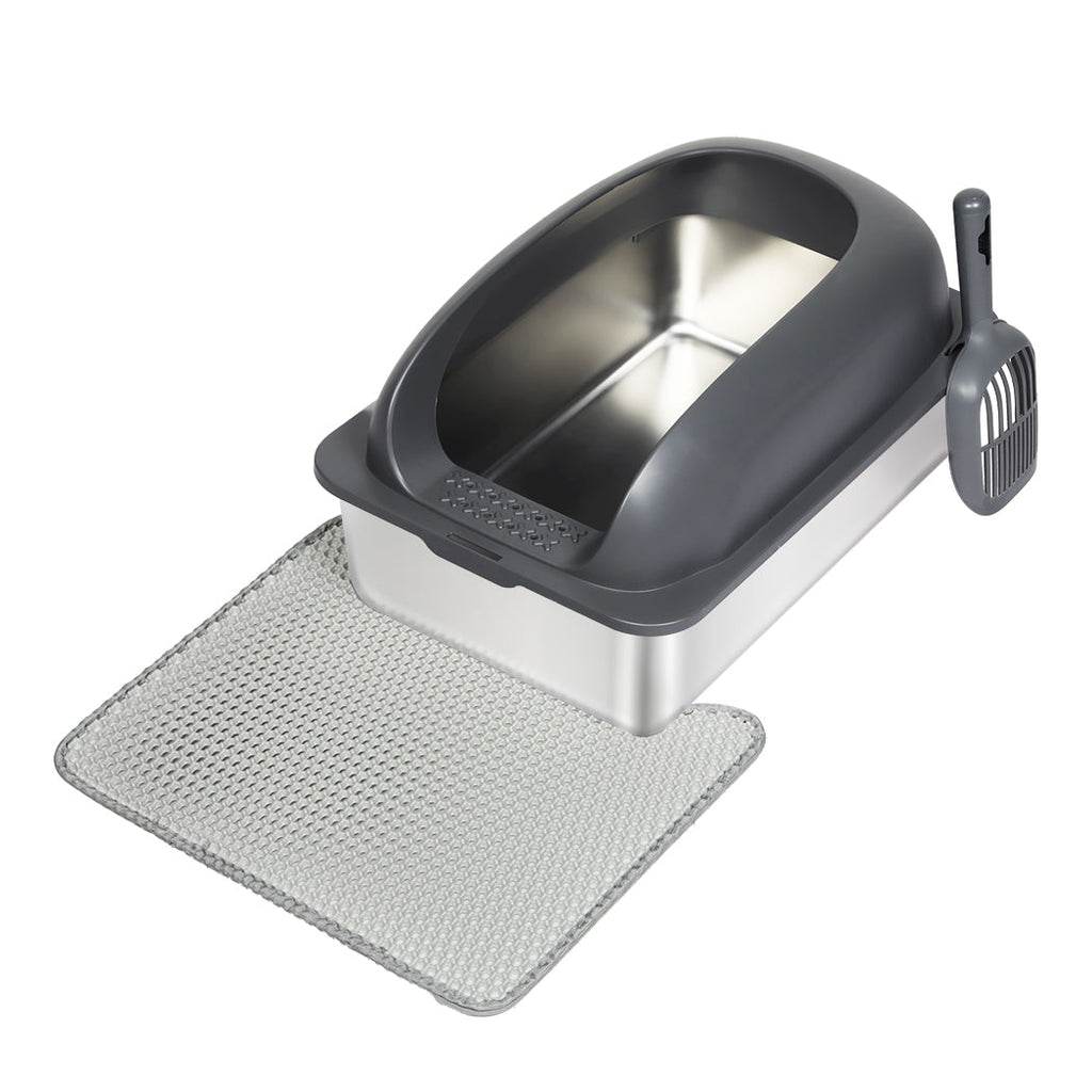 Pawz Stainless Steel Cat Litter Box Large Capacity with Mat Scoop