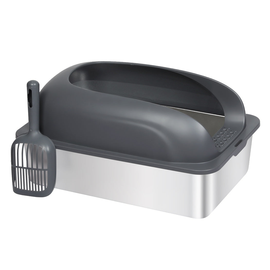 Pawz Stainless Steel Cat Litter Box Large Capacity with Mat Scoop